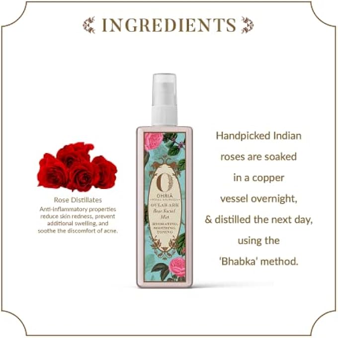 OHRIA AYURVEDA ROSE FACIAL MIST GULAAB ARK, 100ML - Image 4